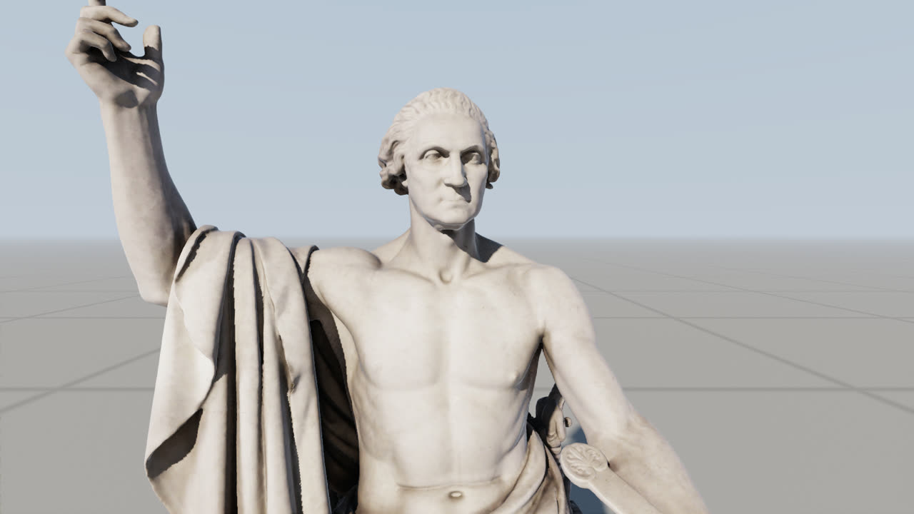 Horatio Greenough's George Washington, scanned by the Smithsonian, close up in its own texture